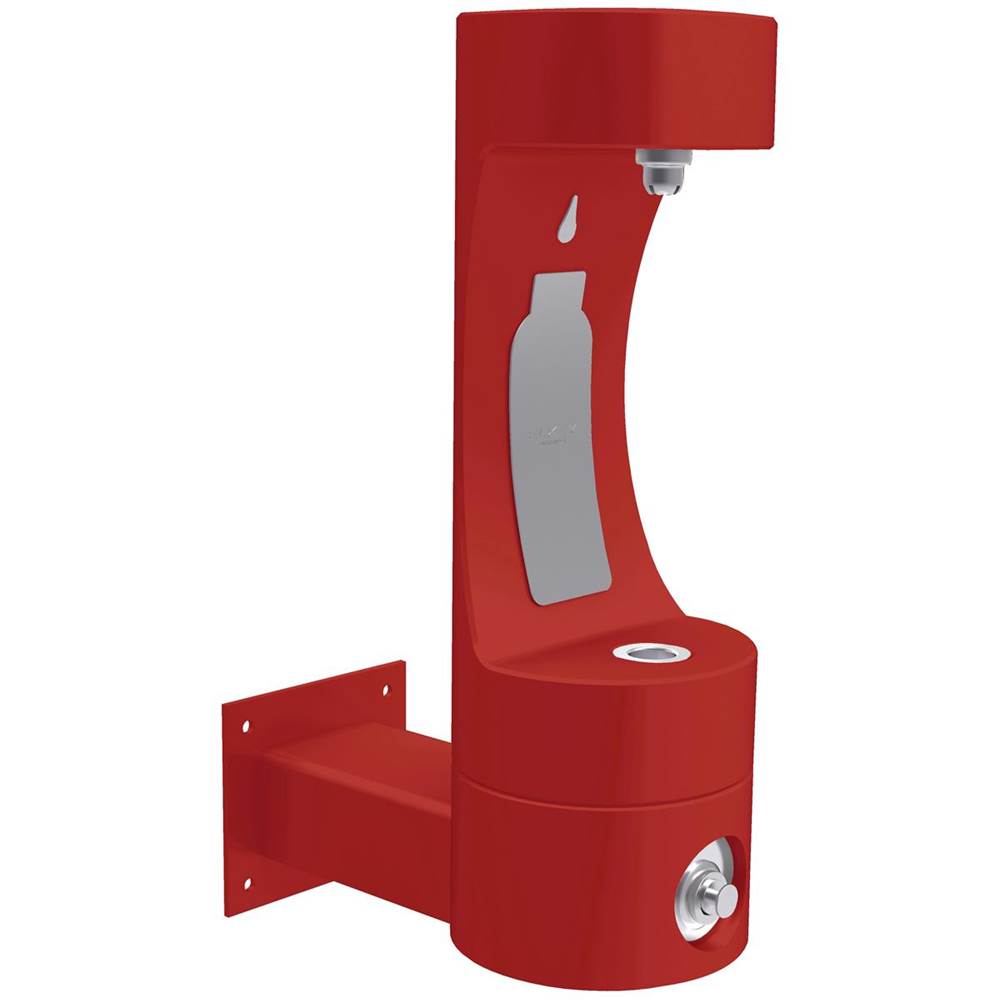 Elkay - Halsey Taylor Endura II Outdoor HydroBoost Bottle Filling Station, Wall Mount Non-Filtered Non-Refrigerated FR, Red - Red