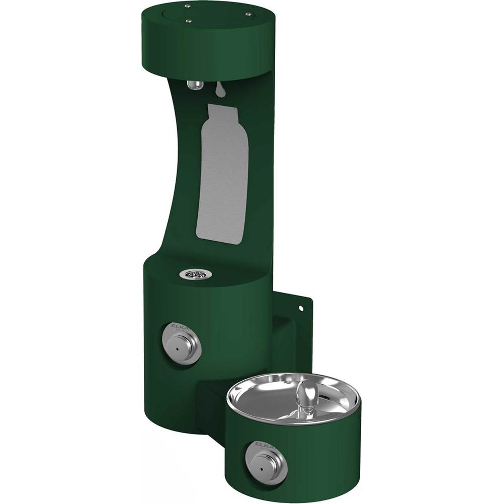Elkay - Outdoor ezH2O Bottle Filling Station Wall Mount, with Single Fountain Non-Filtered Non-Refrigerated, Evergreen - Evergreen