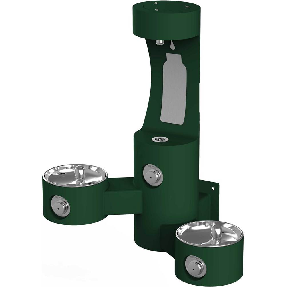 Elkay - Outdoor ezH2O Bottle Filling Station Wall Mount, with Bi-Level Fountain, Non-Filtered Non-Refrigerated, Evergreen - Evergreen