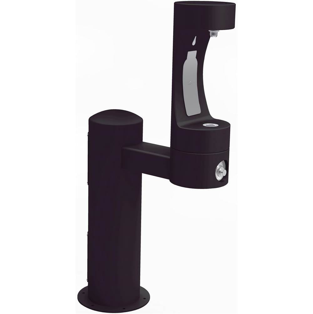 Elkay - Outdoor ezH2O Bottle Filling Station Single Pedestal, Non-Filtered Non-Refrigerated Freeze Resistant Black - Black