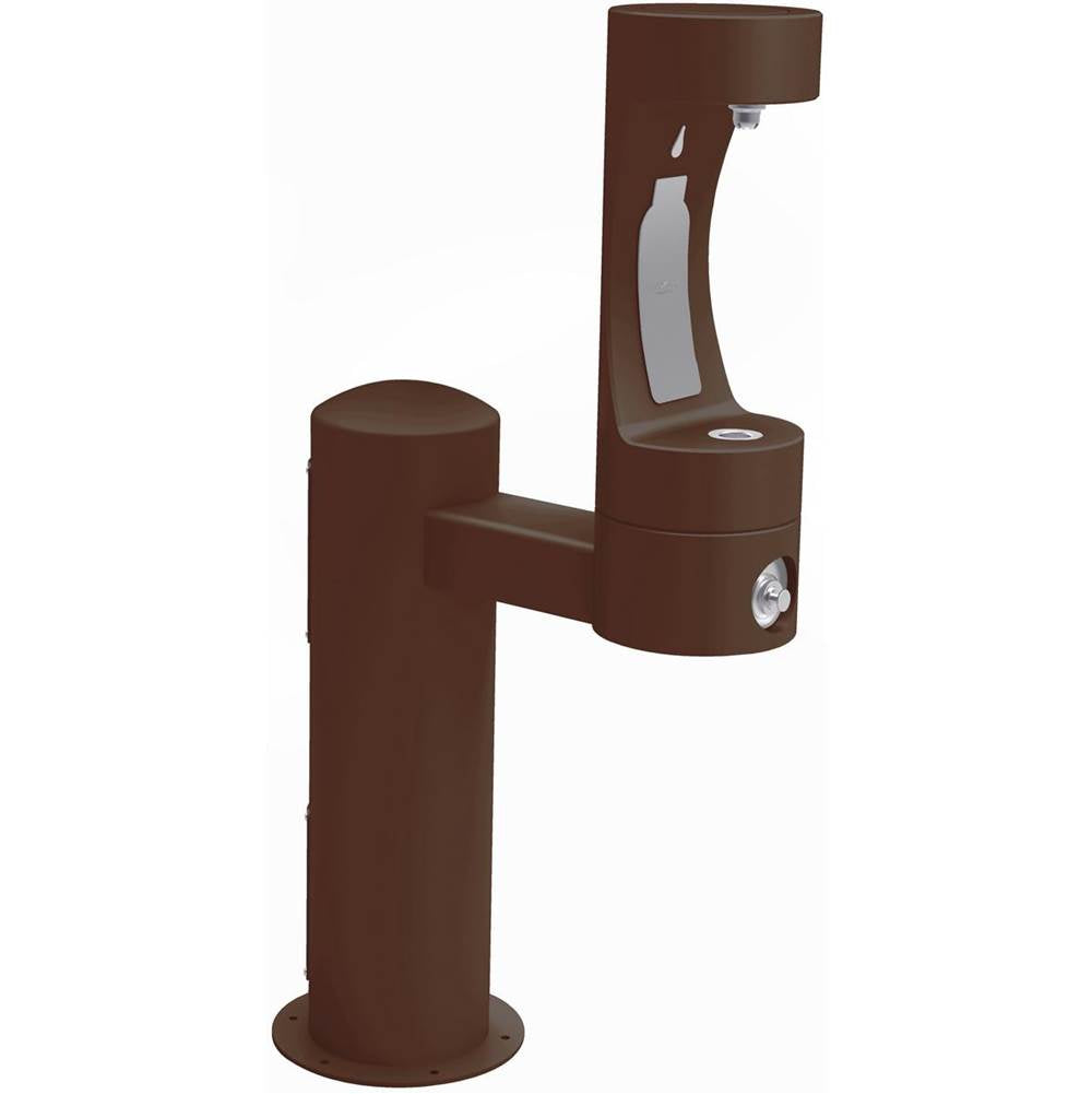 Elkay - Halsey Taylor Endura II Outdoor HydroBoost Bottle Filling Station, Pedestal Non-Filtered Non-Refrigerated FR, Brown - Brown