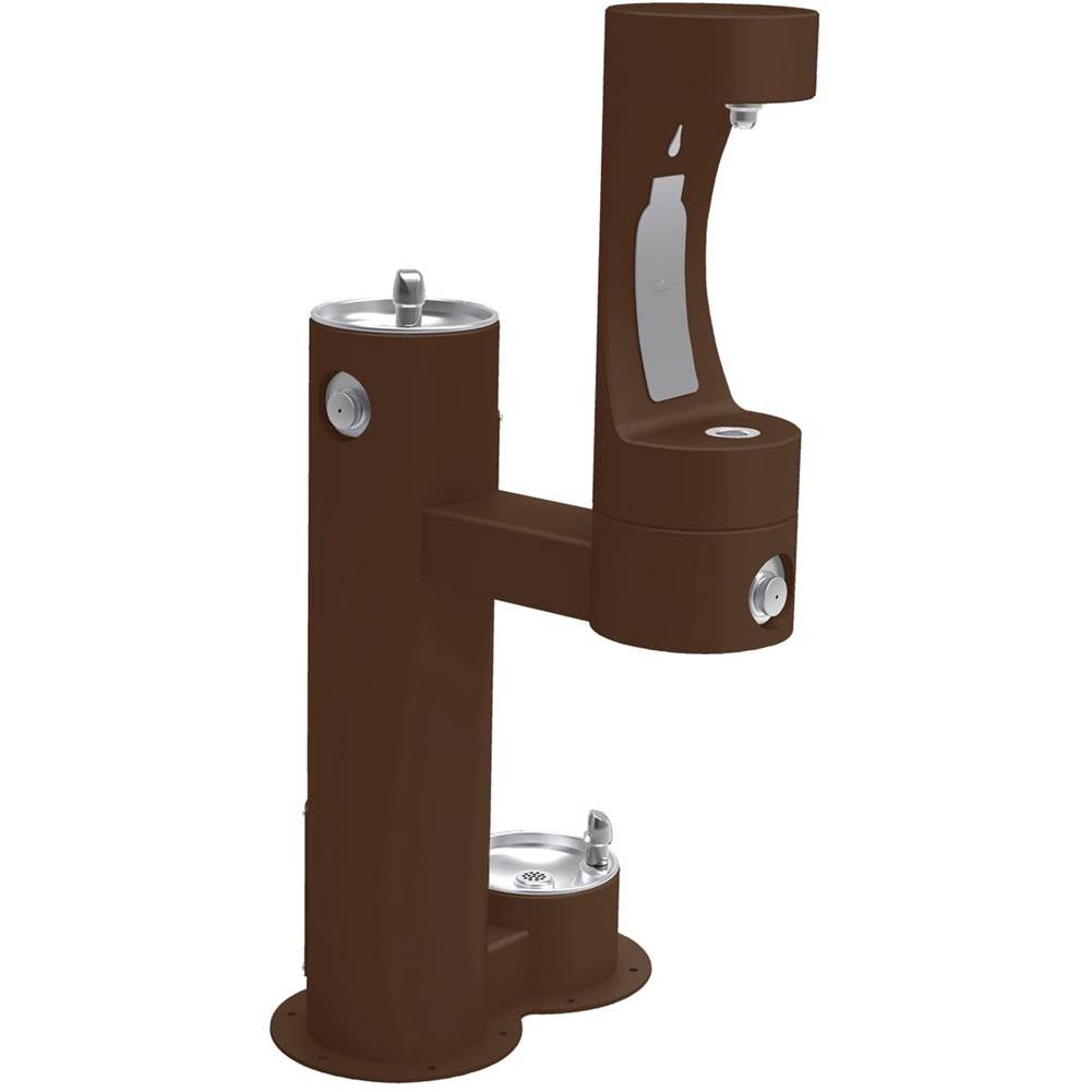 Elkay - Halsey Taylor Outdoor HydroBoost Bottle Filling Station, Bi-Level w/ Pet Station Non-Filtered Non-Refrigerated FR Brown - Brown