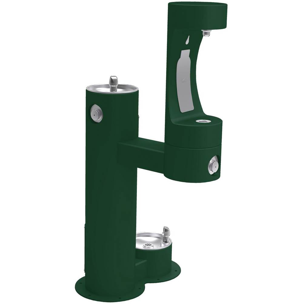 Elkay - Outdoor ezH2O Lower Bottle Filling Station, Bi-Level Pedestal with Pet Station NonFilter, NonRefrige FreezeResist Evergreen - Evergreen