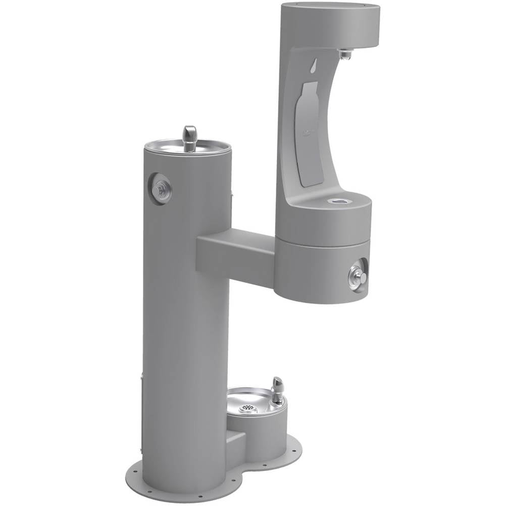 Elkay - Outdoor ezH2O Lower Bottle Filling Station Bi-Level Pedestal, with Pet Station Non-Filtered NonRefrige Freeze Resistant Gray - Gray