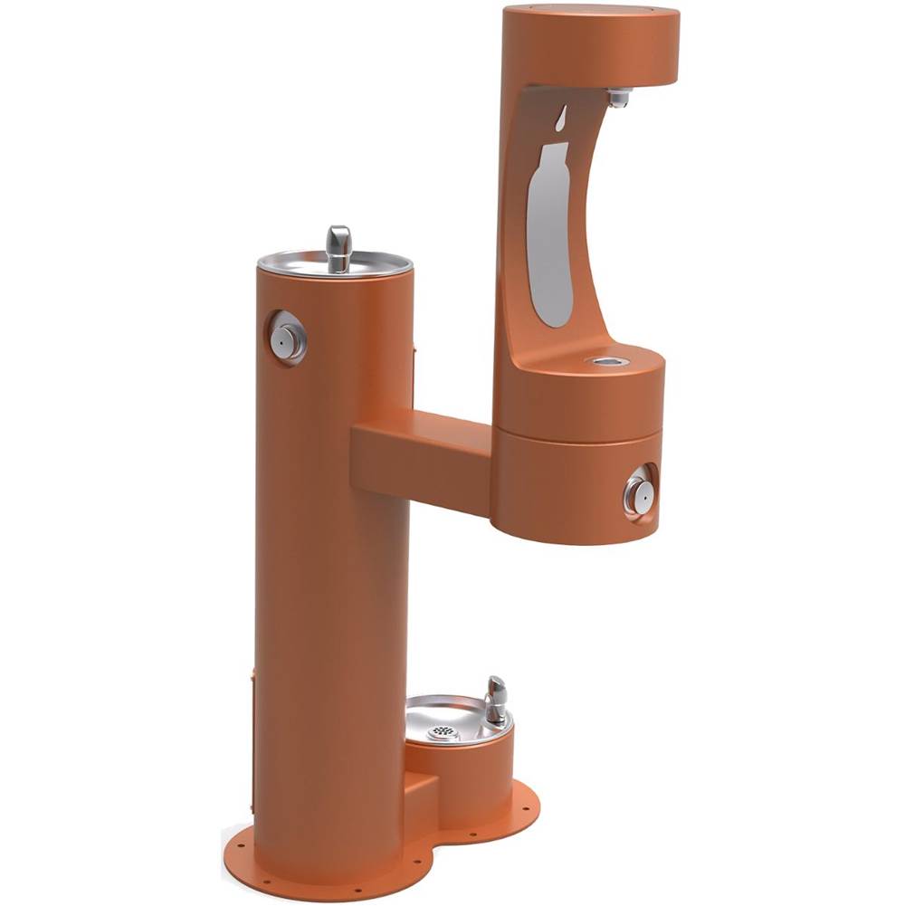 Elkay - Halsey Taylor Outdoor HydroBoost Bottle Filling Station, Bi-Level w/ Pet Station Non-Filtered Non-Refrigerated FR Terracotta - Terracotta