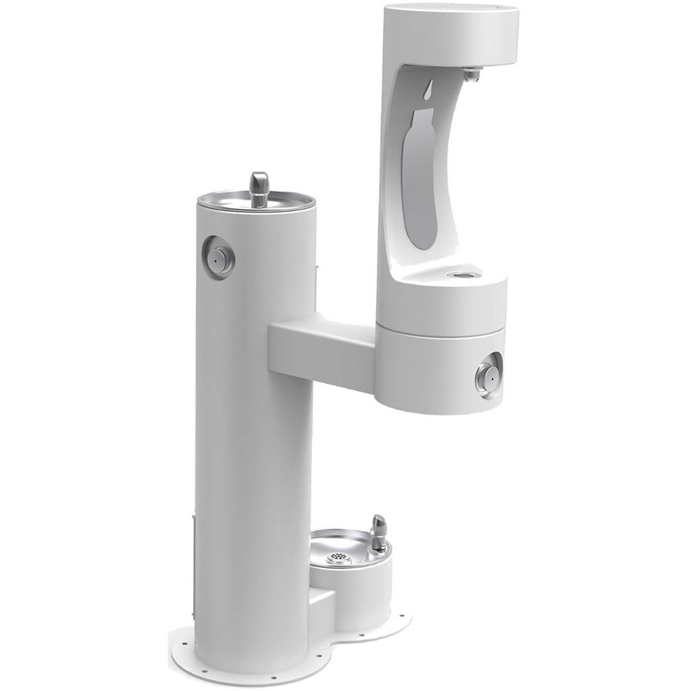 Elkay - Halsey Taylor Outdoor HydroBoost Bottle Filling Station, Bi-Level w/ Pet Station Non-Filtered Non-Refrigerated FR White - White