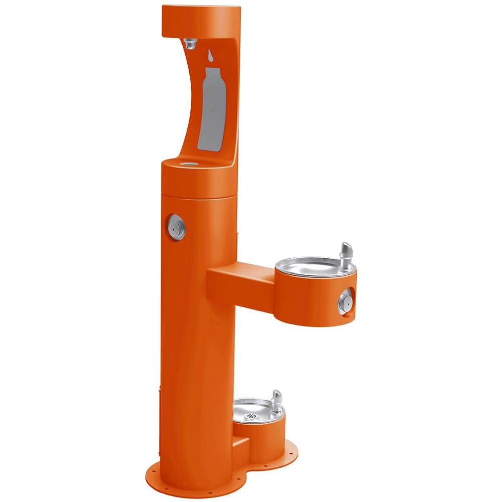 Elkay - Halsey Taylor Outdoor HydroBoost Bottle Filling Station, Bi-Level w/ Pet Station Non-Filtered Non-Refrigerated FR Orange - Orange