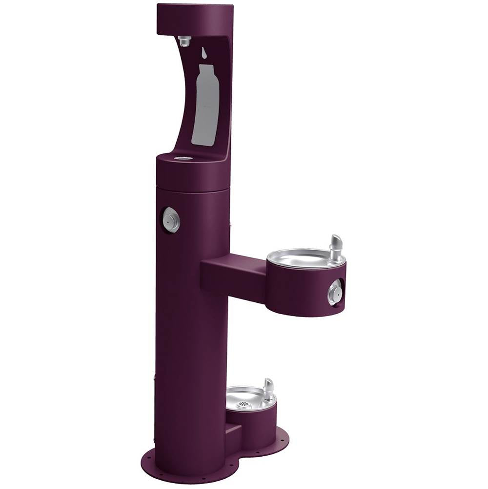 Elkay - Halsey Taylor Outdoor HydroBoost Bottle Filling Station, Bi-Level w/ Pet Station Non-Filtered Non-Refrigerated FR Purple - Purple