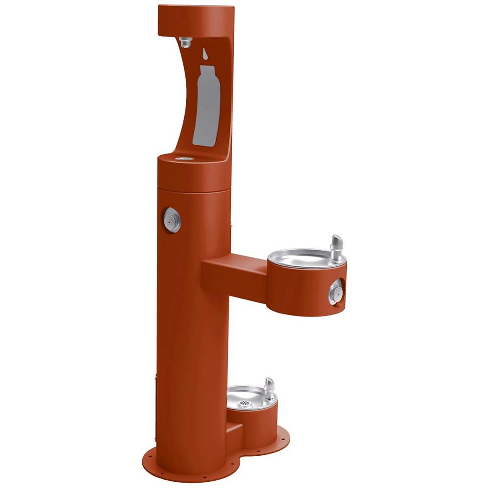 Elkay - Halsey Taylor Outdoor HydroBoost Bottle Filling Station, Bi-Level w/ Pet Station Non-Filtered Non-Refrigerated FR Terracotta - Terracotta