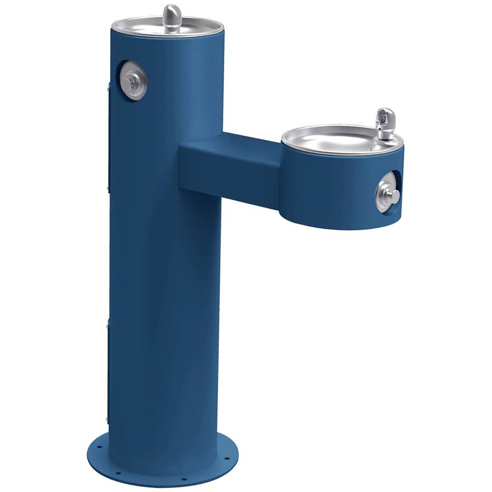 Elkay - Halsey Taylor Endura II Tubular Outdoor Fountain, Bi-Level Pedestal Non-Filtered Non-Refrigerated Freeze Resistant, Blue - Blue