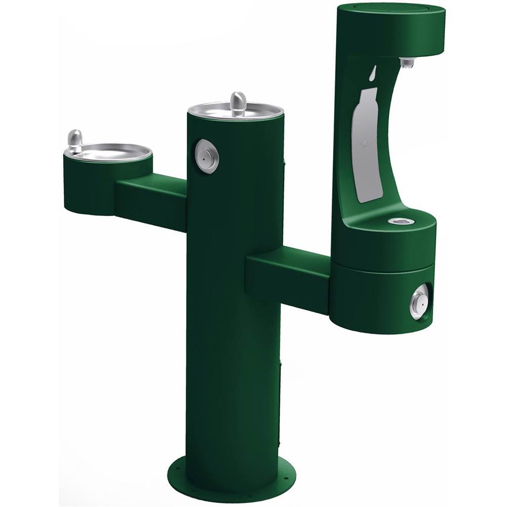Elkay - Outdoor ezH2O Lower Bottle Filling Station Tri-Level Pedestal, Non-Filtered Non-Refrigerated FR Evergreen - Evergreen