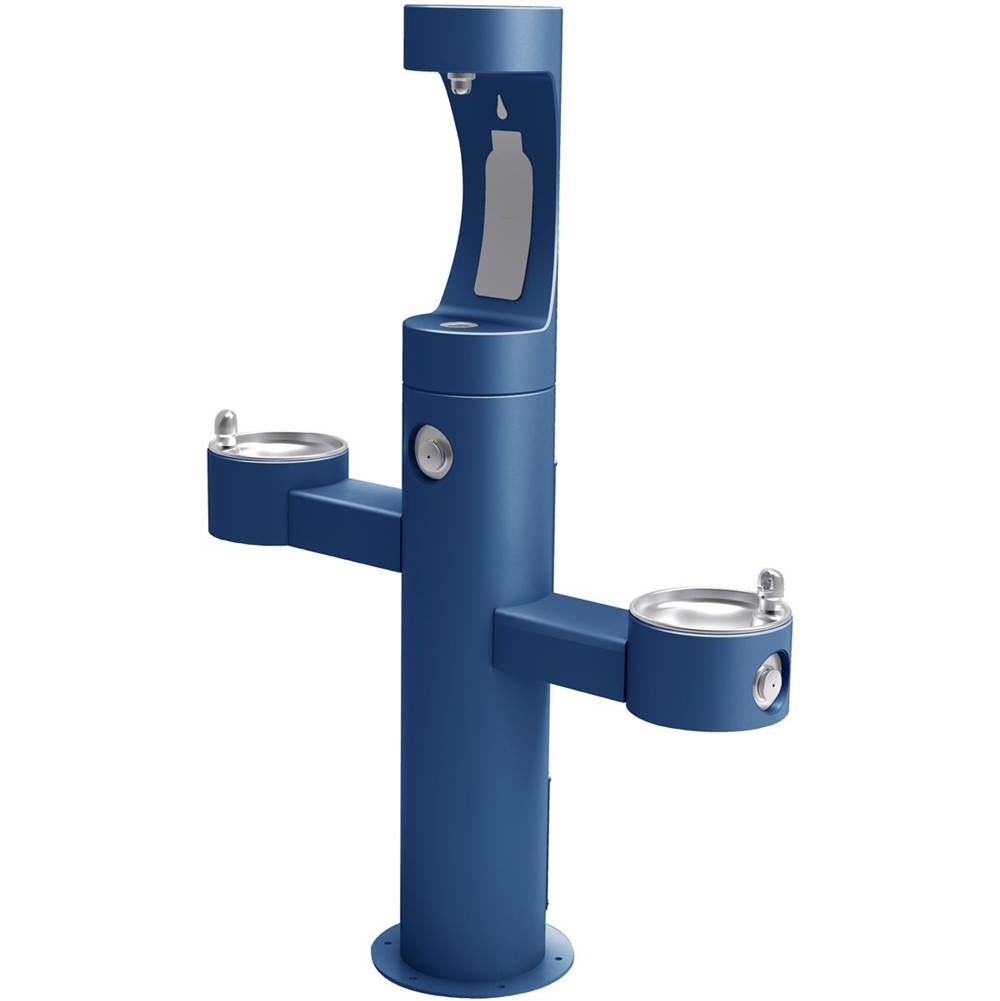 Elkay - Outdoor ezH2O Upper Bottle Filling Station Tri-Level Pedestal, Non-Filtered Non-Refrigerated FR Blue - Blue
