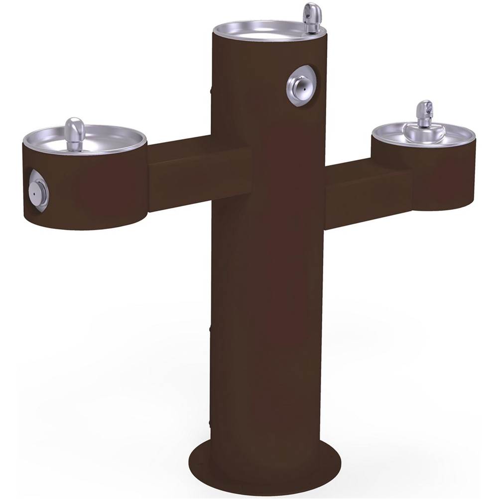 Elkay - Halsey Taylor Endura II Tubular Outdoor Fountain, Tri-Level Pedestal Non-Filtered Non-Refrigerated, Brown - Brown