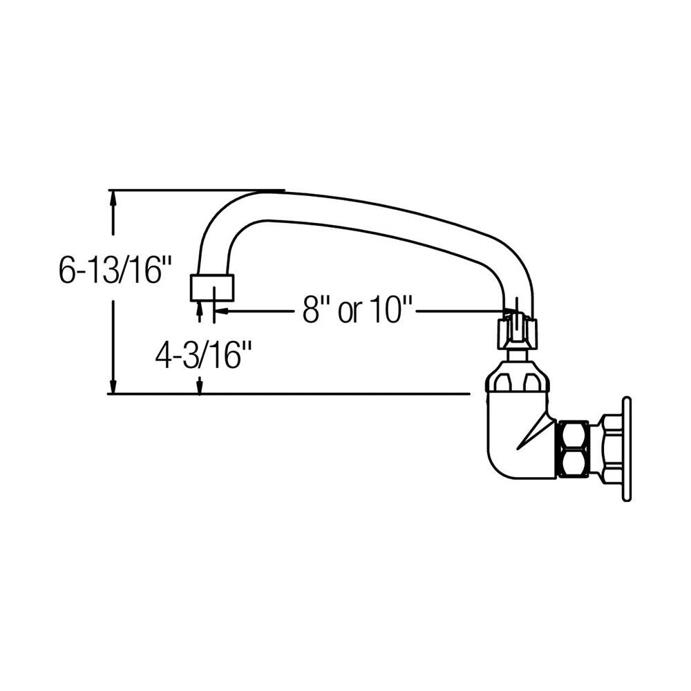 WALL MNT 8IN, AT 8IN SPT, 1PC WRIST BLD HNDL, 4IN, SHUT OFF