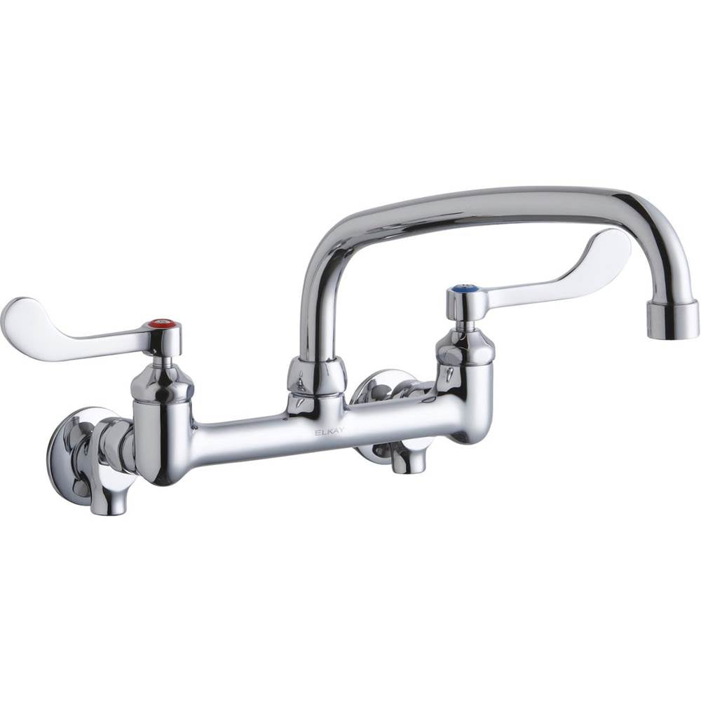 Elkay - WALL MNT 8IN, AT 10IN SPT, 1PC WRIST BLD HNDL, 4IN, SHUT OFF - Chrome