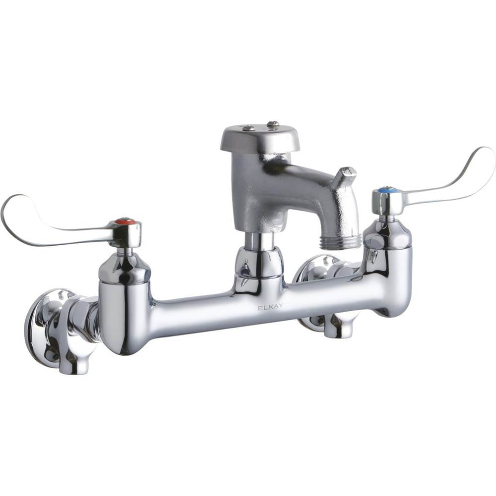 Elkay - WALL MNT 8IN, BUCKET HK 3IN SPT ROUGH, 1PC WRIST BLD HNDL, 4 - Rough Chrome