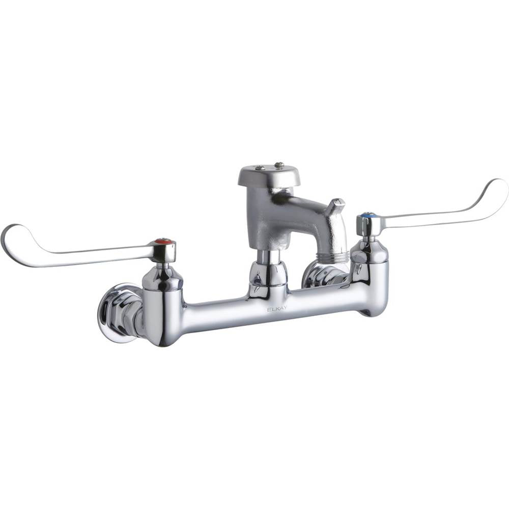 Elkay - WALL MNT 8 IN, BUCKET HK 3IN SPT ROUGH, 1PC WRIST BLD HNDL,6 - Rough Chrome