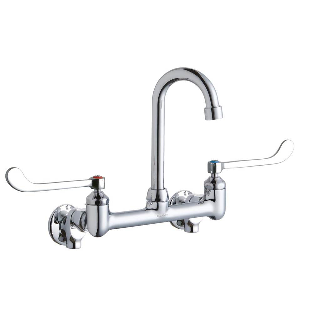 Elkay - WALL MNT 8IN, GN 4IN SPT, 1PC WRIST BLD HNDL, 6IN, SHUT OFF - Chrome