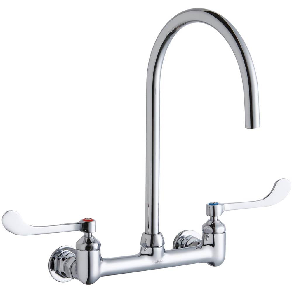 Elkay - WALL MNT 8IN, GN 8IN SPT, 1PC WRIST BLD HNDL, 6IN, 1/2IN HW - Chrome