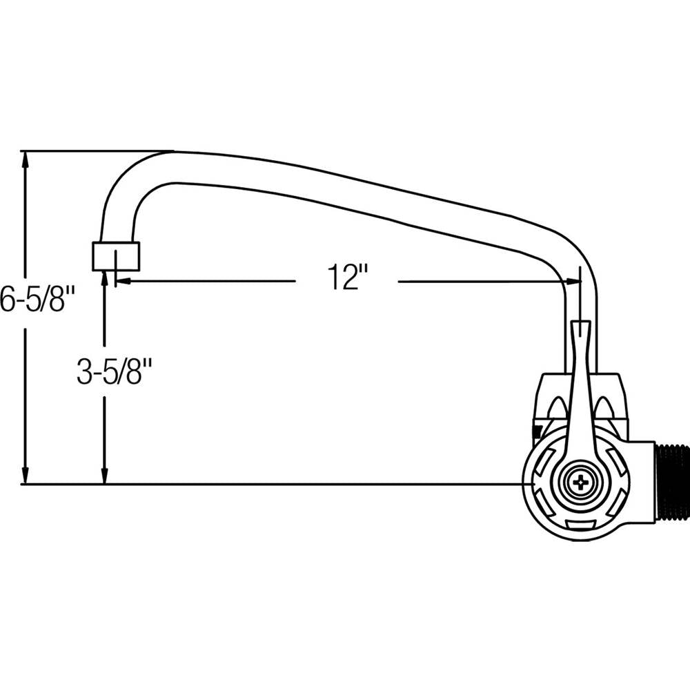 WALL MNT 4IN, AT 12IN SPT, 1PC WRIST BLD HNDL, 6IN, 2IN HW
