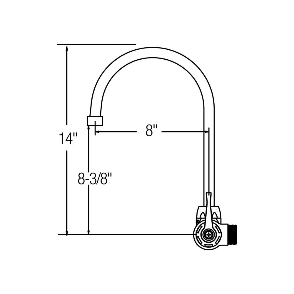 WALL MNT 4IN, GN 8IN SPT, 1PC WRIST BLD HNDL, 6IN, 2IN HW