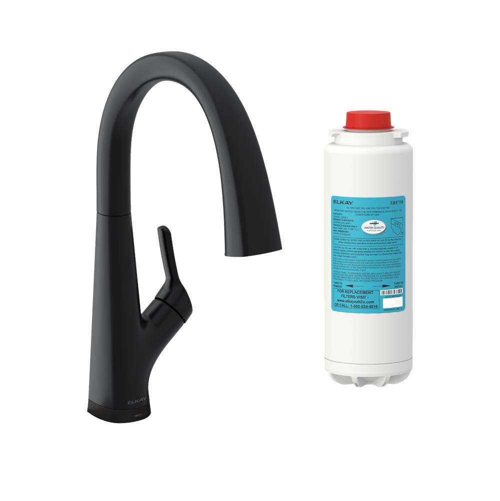 Elkay - Single Lever, 2in1 Kitchen Filtration Faucet, Matte Black - Matte Black