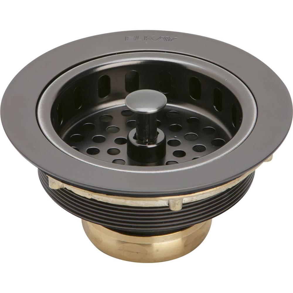 3-1/2'' Drain Fitting Antique Steel Finish Body and Basket with Rubber Stopper