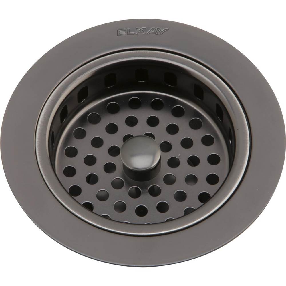 Elkay - 3-1/2'' Drain Fitting Antique Steel Finish Body and Basket with Rubber Stopper - Antique Steel