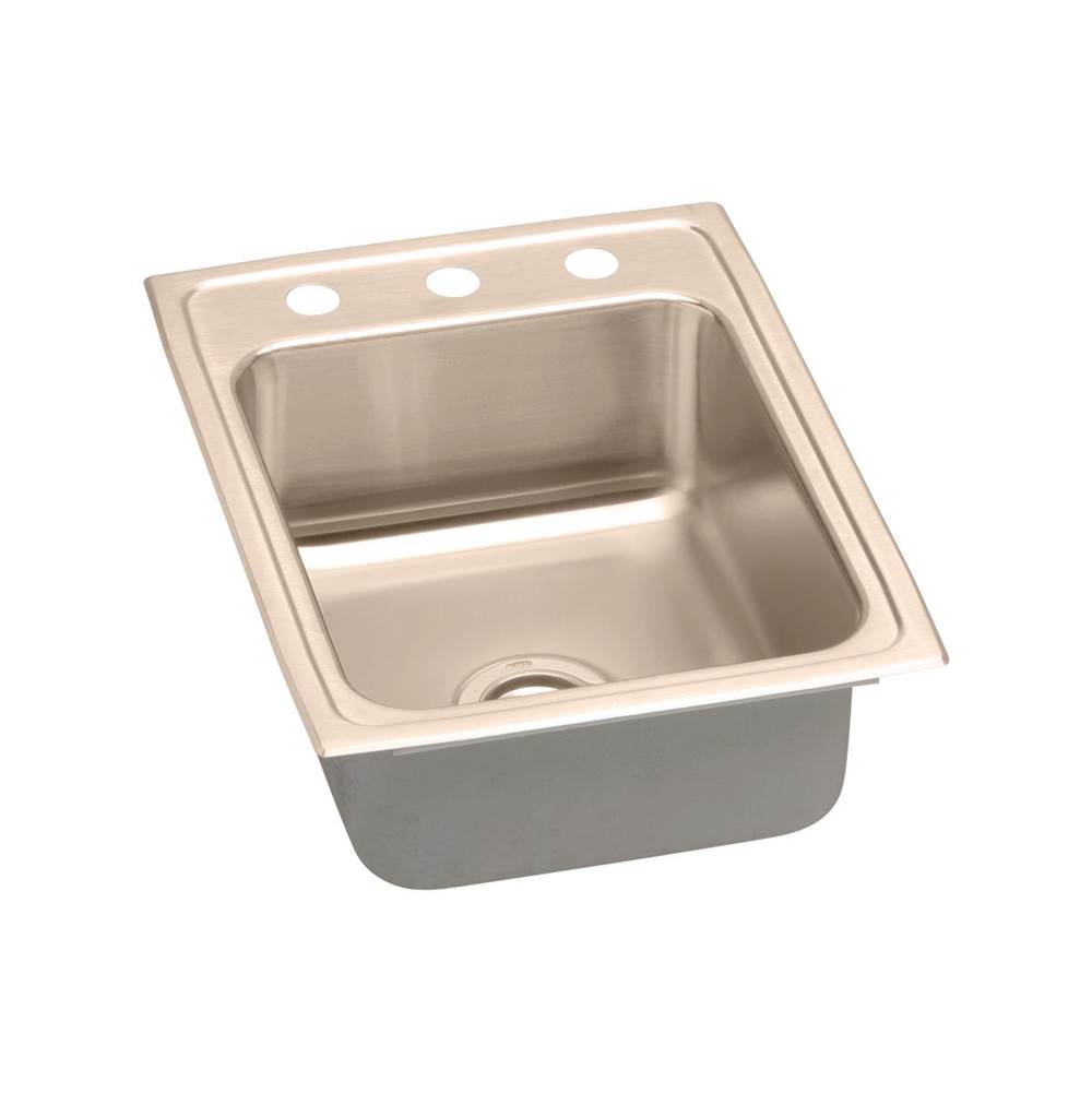 Elkay - 18 Gauge CuVerro antimicrobial copper 17'' x 22'' x 7.625'' Single Bowl Drop-in Sink - Lustrous Satin