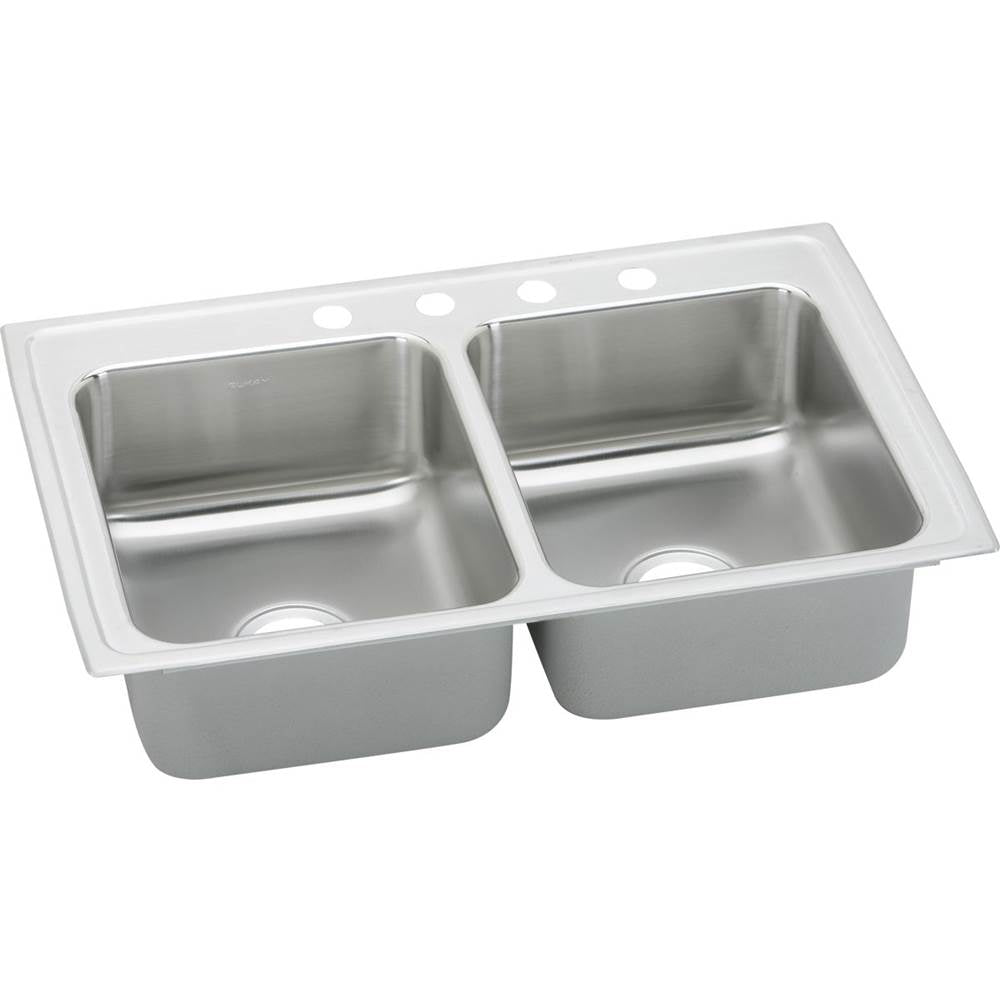 Elkay - 18 Gauge Stainless Steel 25'' x 19.5'' x 7.625'' Double Bowl Top Mount Kitchen Sink - Lustrous Satin