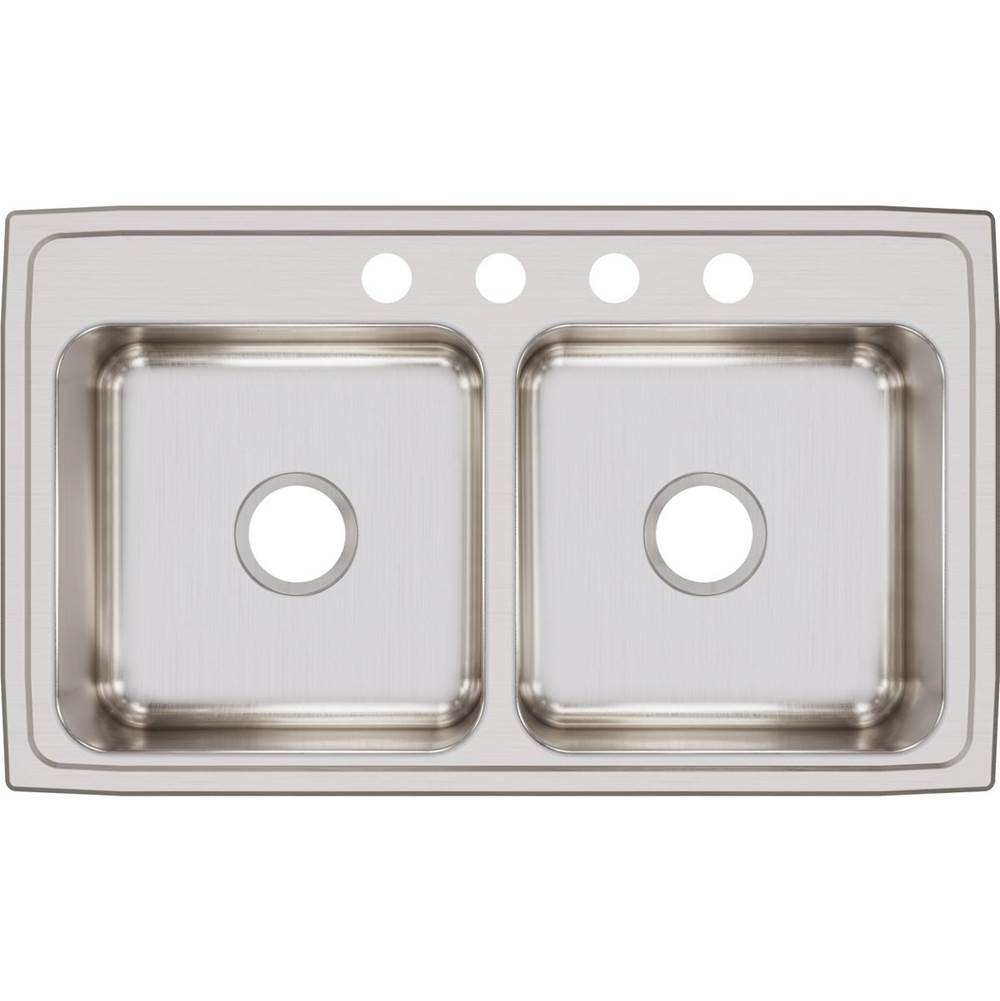 18 Gauge Stainless Steel 33'' x 19.5'' x 7.625'' Double Bowl Drop-in Kitchen Sink