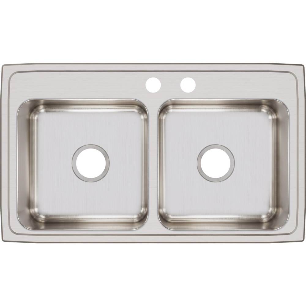 18 Gauge Stainless Steel 33'' x 19.5'' x 7.625'' Double Bowl Drop-in Kitchen Sink