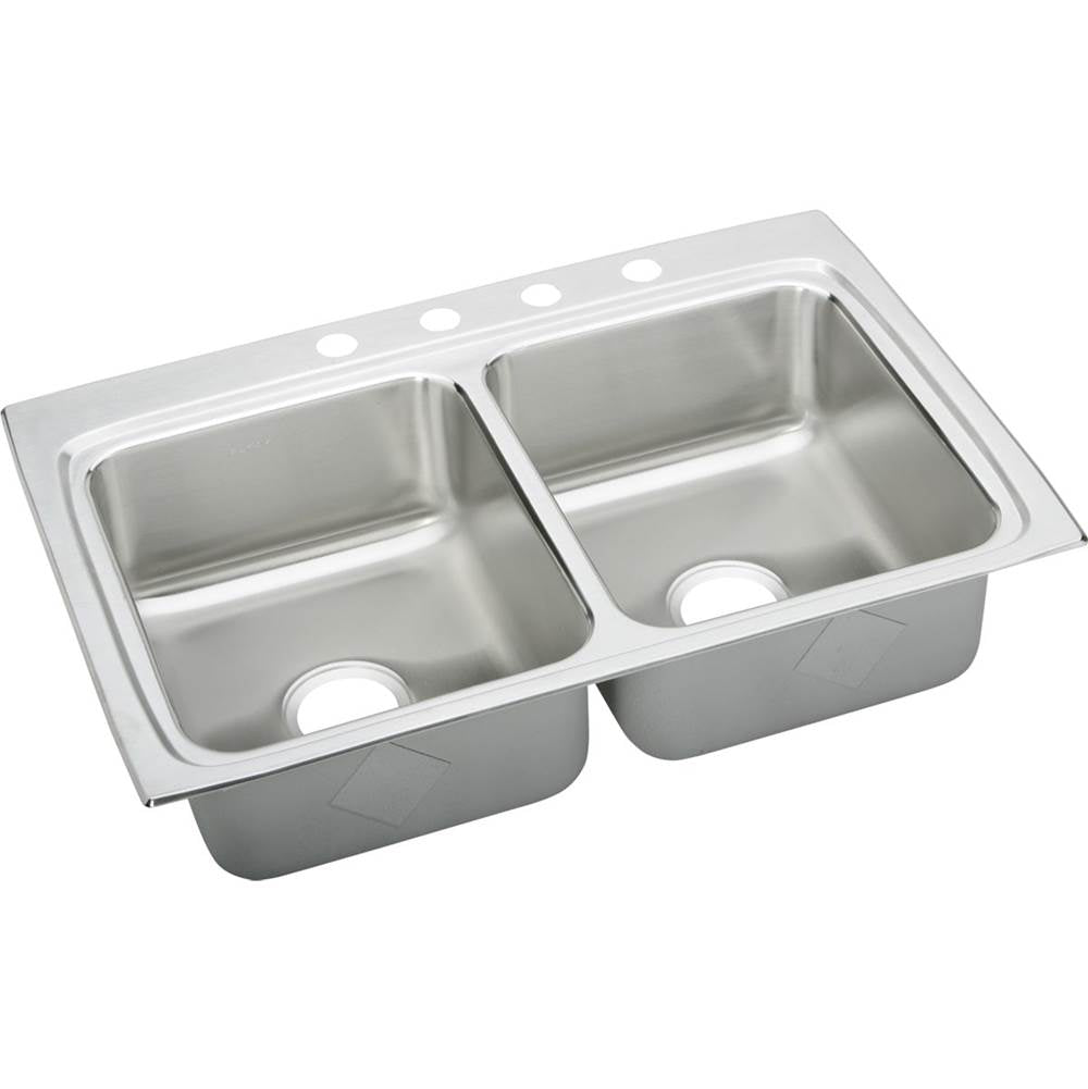 Elkay - 18 Gauge Stainless Steel 33'' x 22'' x 8.125'' Double Bowl Top Mount Kitchen Sink - Lustertone
