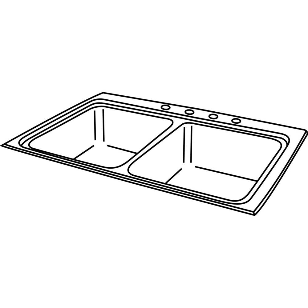 18 Gauge Stainless Steel 33'' x 22'' x 8.125'' Double Bowl Drop-in Kitchen Sink