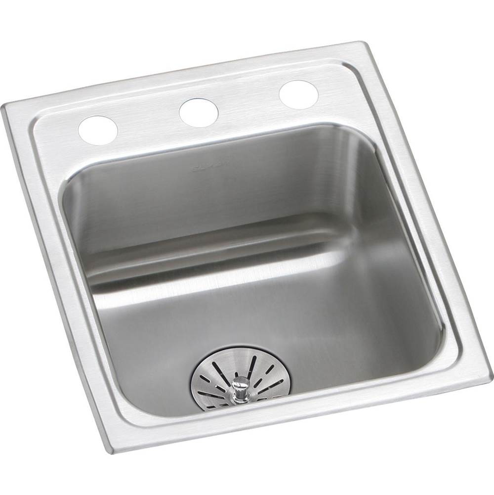 Elkay - 18 Gauge Stainless Steel 13'' x 16'' x 6.5'' Single Bowl Drop-in Kitchen Sink Kit - Lustrous Satin