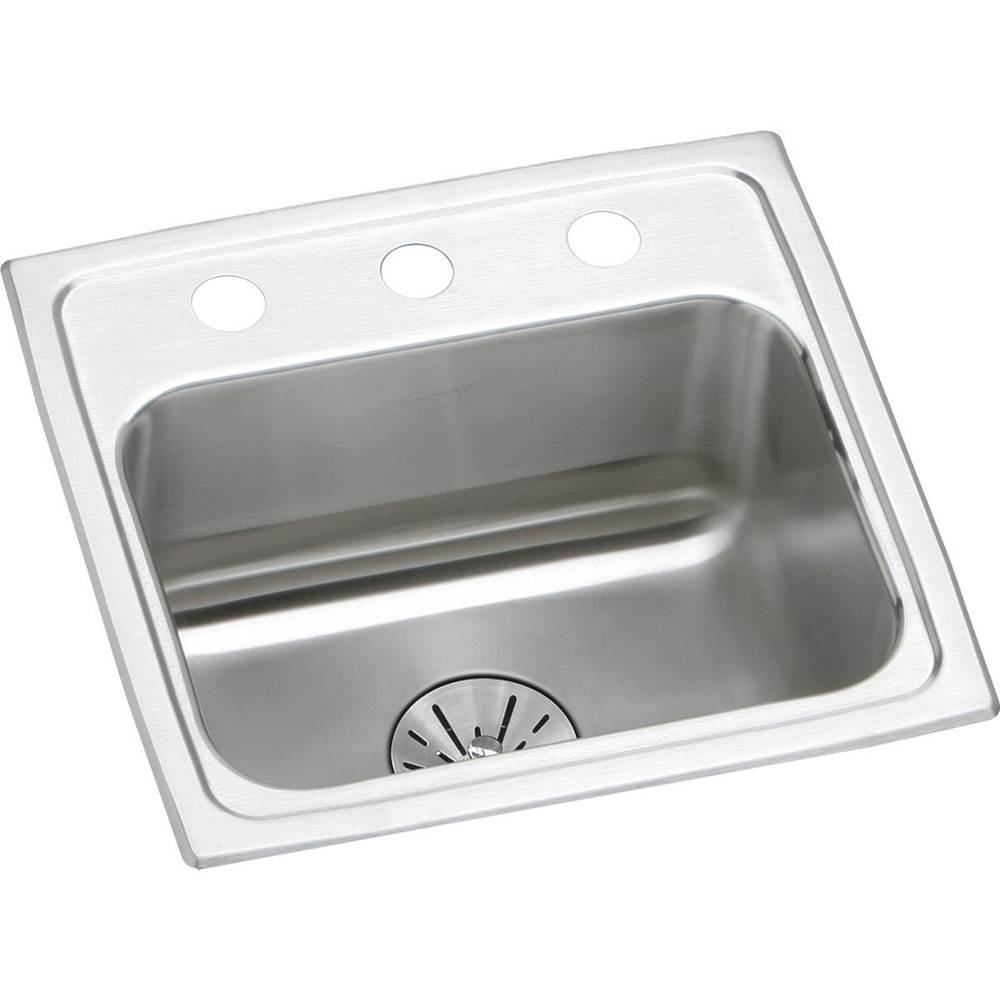 Elkay - 18 Gauge Stainless Steel 17'' x 16'' x 6.5'' Single Bowl Drop-in Kitchen Sink Kit - Lustrous Satin