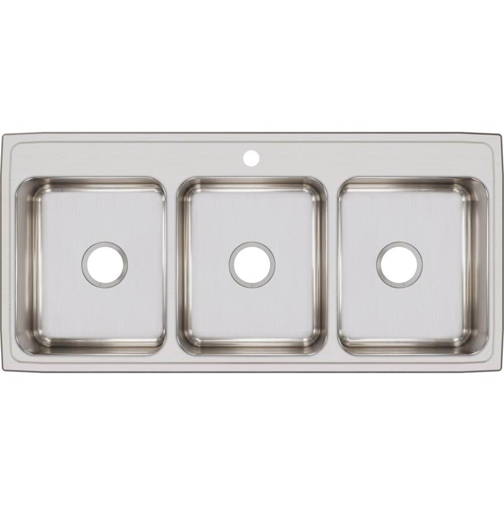 18 Gauge Stainless Steel 46'' x 22'' x 7.625'' Triple Bowl Drop-in Kitchen Sink