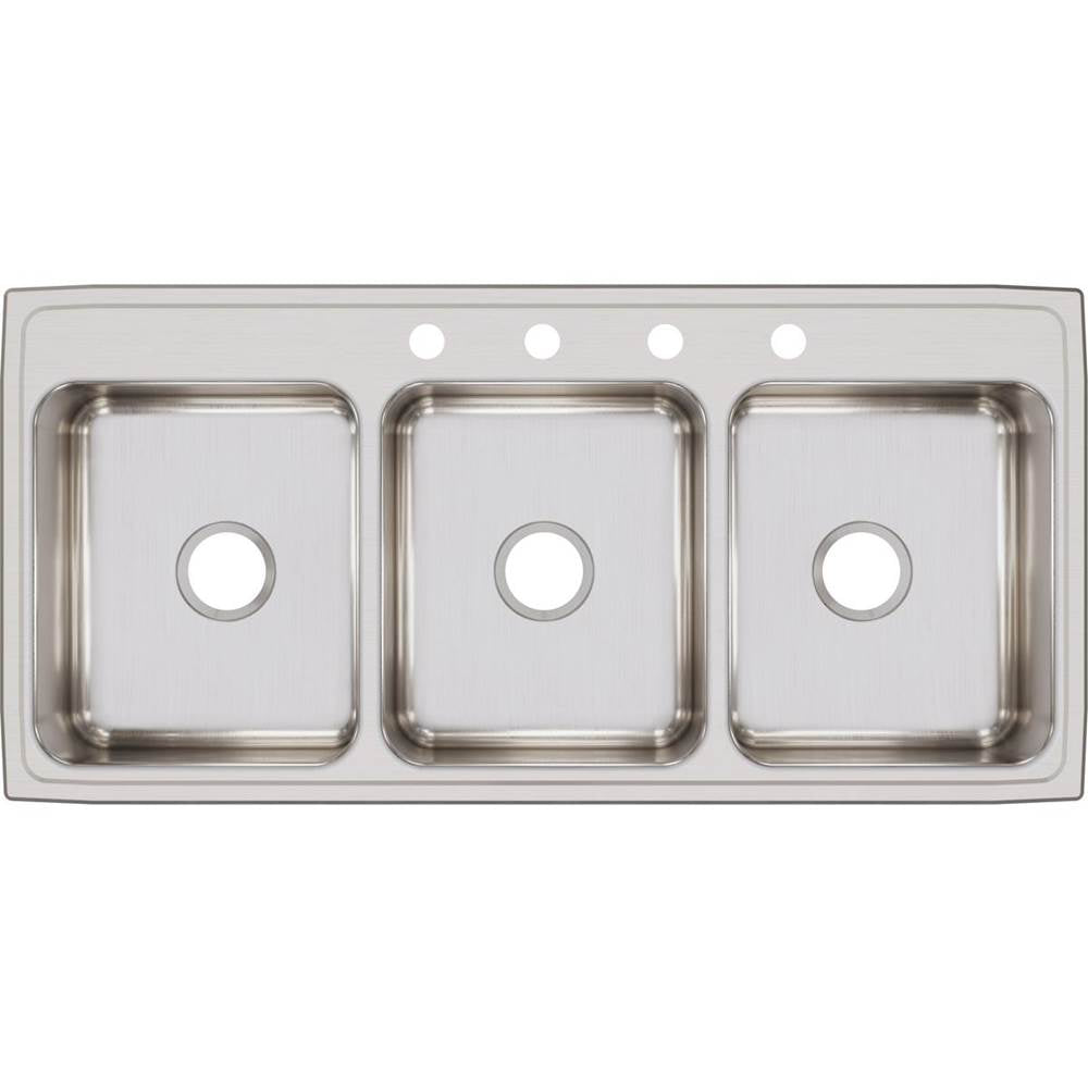 18 Gauge Stainless Steel 46'' x 22'' x 7.625'' Triple Bowl Drop-in Kitchen Sink