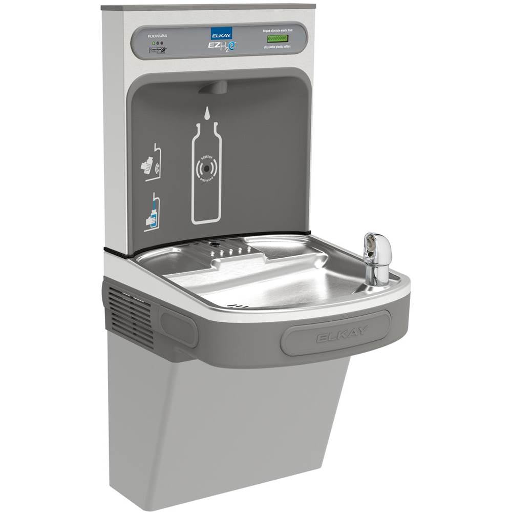 Elkay - ezH2O Bottle Filling Station with Single ADA Vandal-Resistant Cooler, Filtered Refrigerated Light Gray - Light Gray Granite