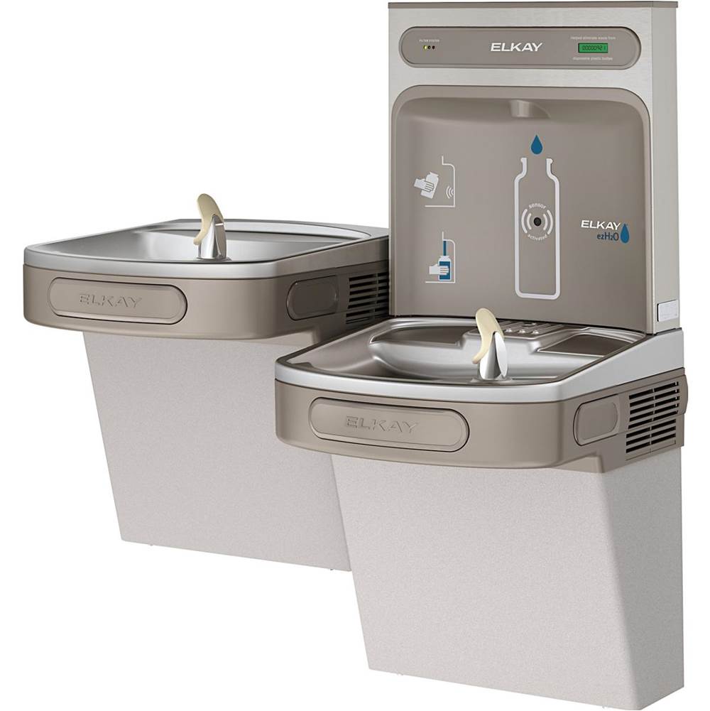 ezH2O Bottle Filling Station and Versatile Bi-Level ADA Cooler, Filtered Refrigerated Light Gray