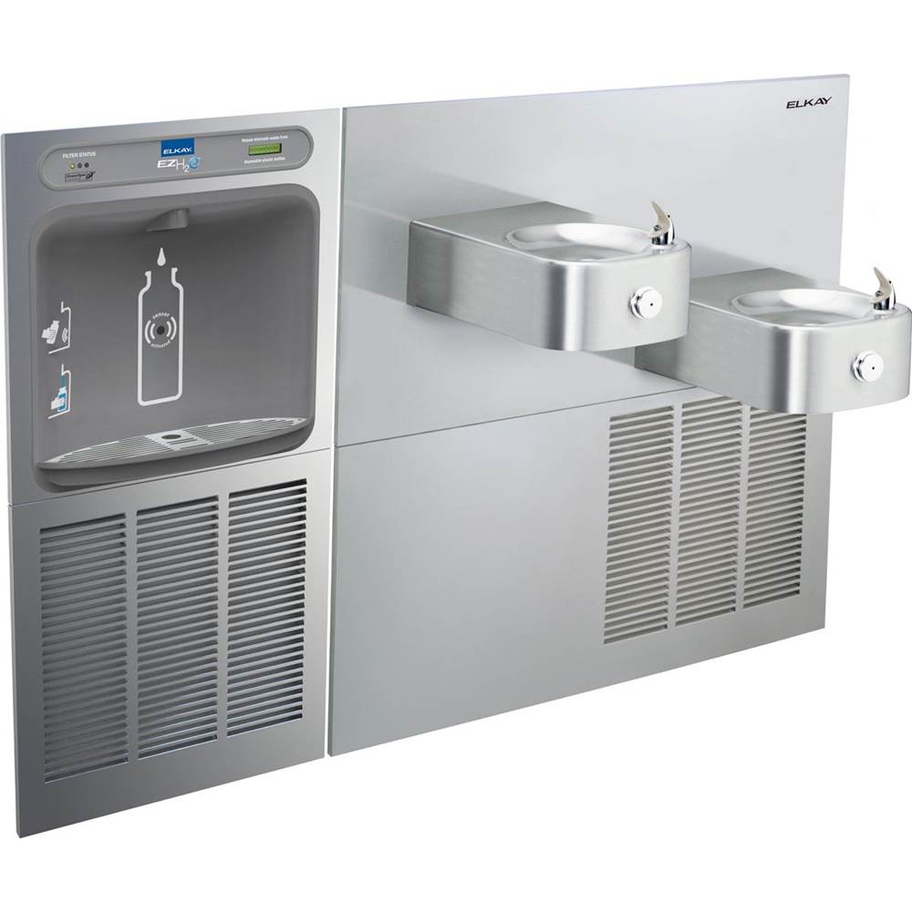 Elkay - ezH2O Bottle Filling Station and Soft Sides Bi-Level Fountain, Filtered Refrigerated Stainless - Stainless Steel