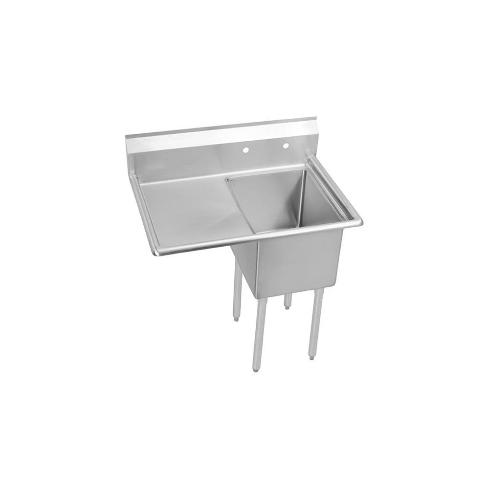 Elkay - 1 Compartment Sink, 51X30 OA, 24X24 Bowl, 12 Deep, Left 24'' DBs, SS Legs, 16 GA 300 Series SS, NSF - No.4 Finish