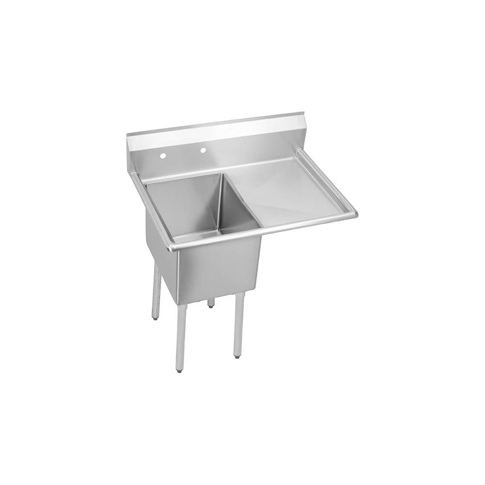 Elkay - 1 Compartment Sink, 39X24 OA, 18X18 Bowl, 12 Deep, Right 18'' DBs, SS Legs, 16 GA 300 Series SS, NSF - No.4 Finish