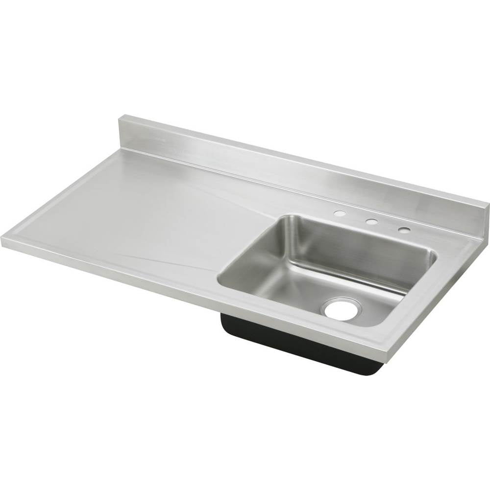 Elkay - 18 Gauge Stainless Steel 48'' x 25'' x 7.5'' Single Bowl Custom Sinks + Countertops Kitchen Sink - Lustrous Satin
