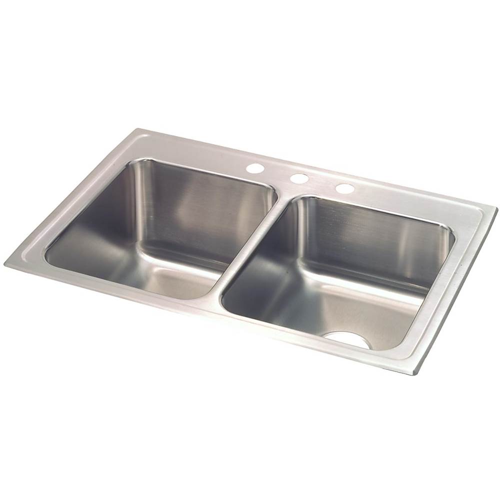 Elkay - 18 Gauge Stainless Steel 33'' x 22'' x 10.125'' Double Bowl Drop-in Kitchen Sink - Lustrous Satin