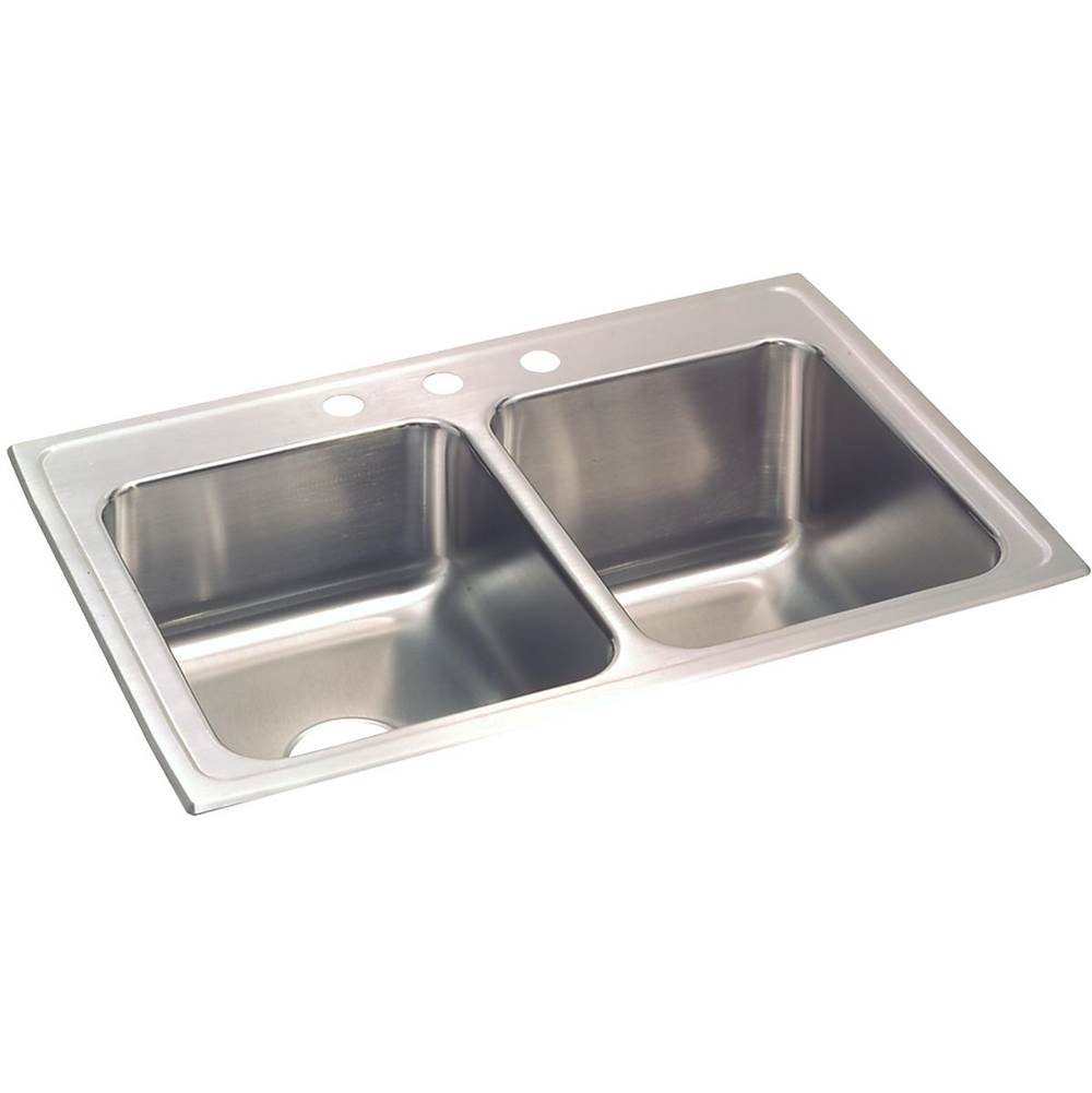 Elkay - 18 Gauge Stainless Steel 33'' x 22'' x 10.125'' Double Bowl Drop-in Kitchen Sink - Lustrous Satin
