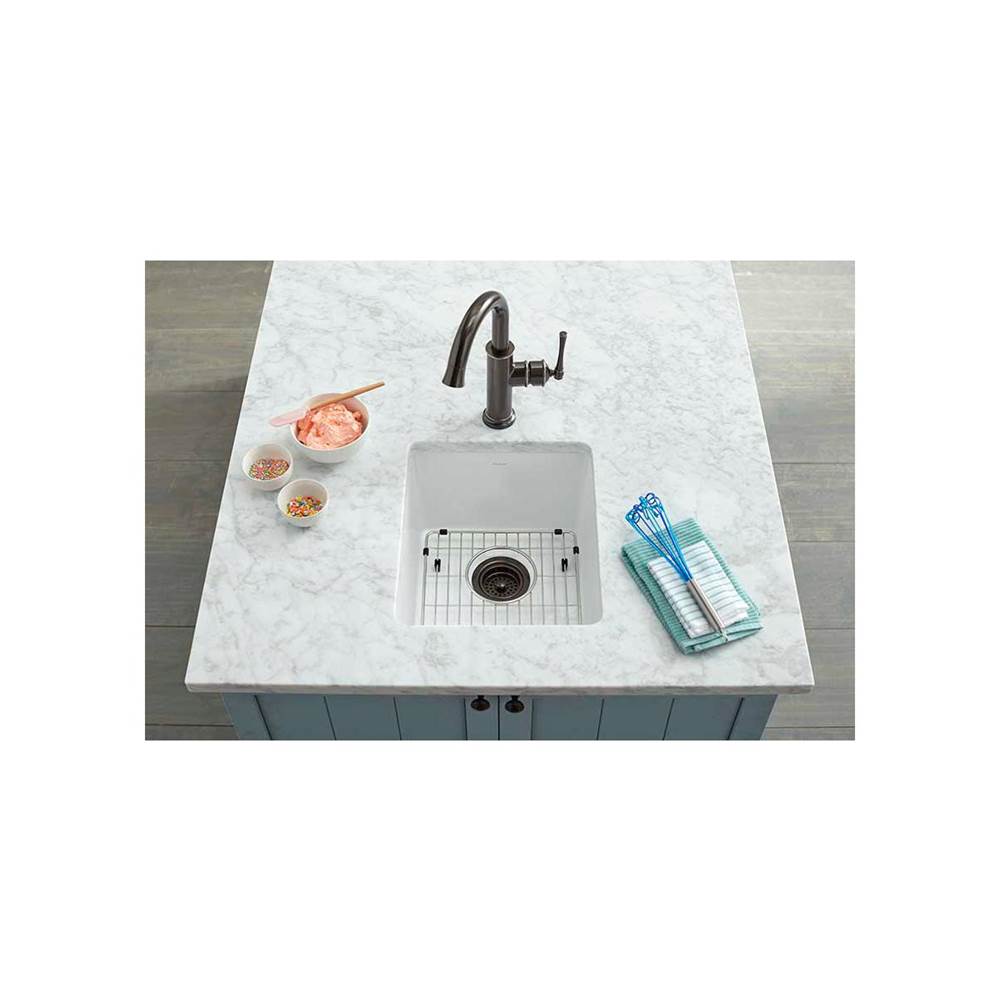 Fireclay 15'' x 17'' x 10-1/8'' Single Bowl Undermount Bar Sink, White