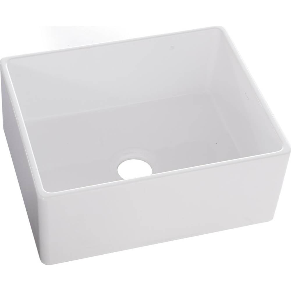 Elkay - Fireclay 25'' x 19'' x 10-1/8'' Single Bowl Farmhouse Undermount Kitchen Sink, White - White