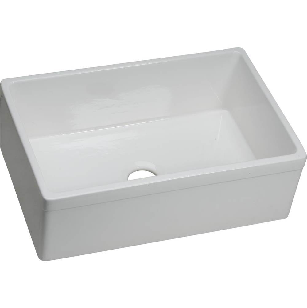 Elkay - Fireclay 29.875'' x 19.75'' x 10-1/16'' Single Bowl Farmhouse Undermount Kitchen Sink, White - White
