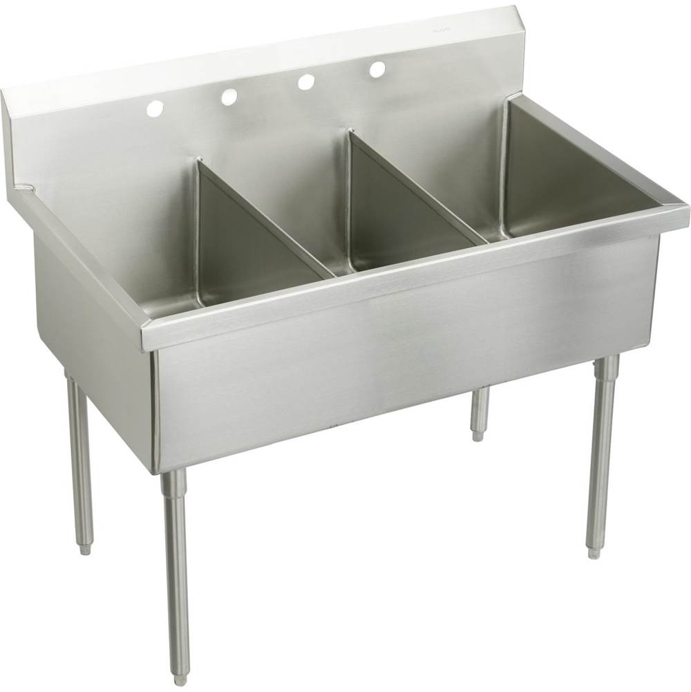 Elkay - WNSF THREE COMPT SCULLERY SINK - Buffed Satin